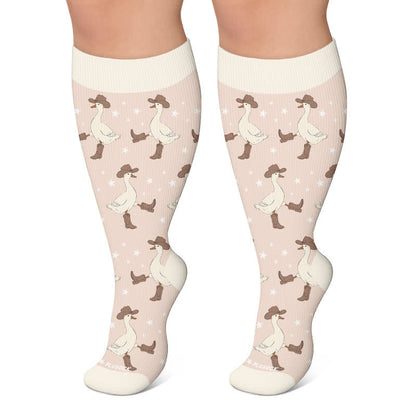Plusock Plus Size Cowboy Style Animal Compression Socks - Pink - 4XL - image 6