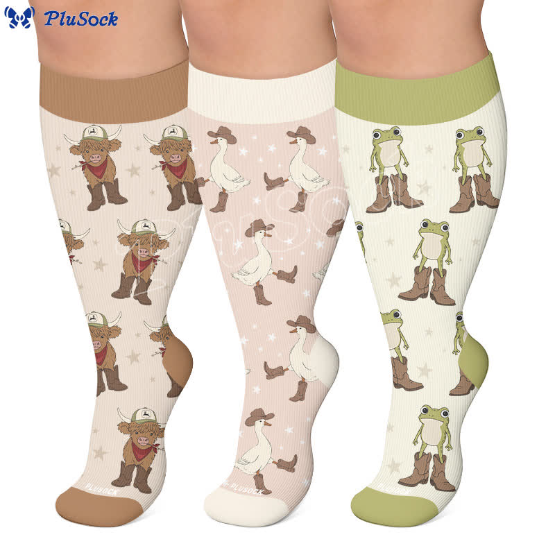 Plusock Plus Size Cowboy Style Animal Compression Socks - image 0