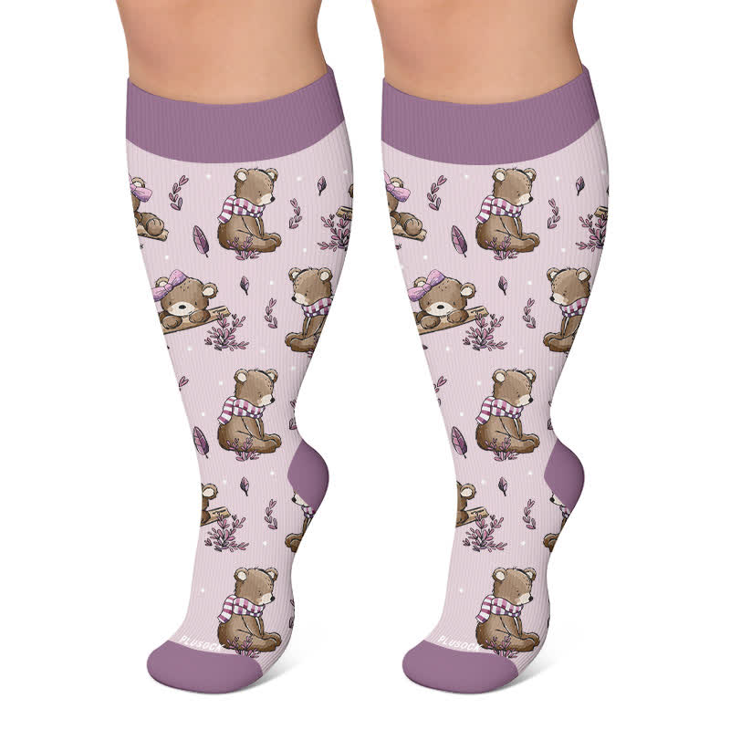 Plusock Plus Size Autumn Animal Compression Socks - Purple - 4XL - image 5