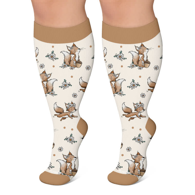 Plusock Plus Size Autumn Animal Compression Socks - Khaki - 4XL - image 4