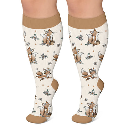 Plusock Plus Size Autumn Animal Compression Socks - Khaki - 4XL - image 4