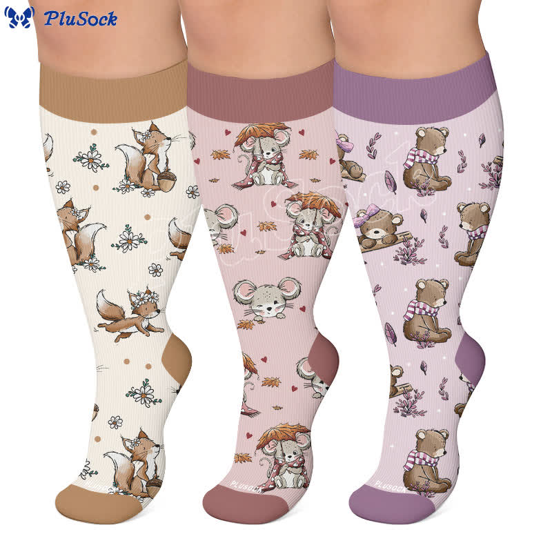 Plusock Plus Size Autumn Animal Compression Socks - image 0