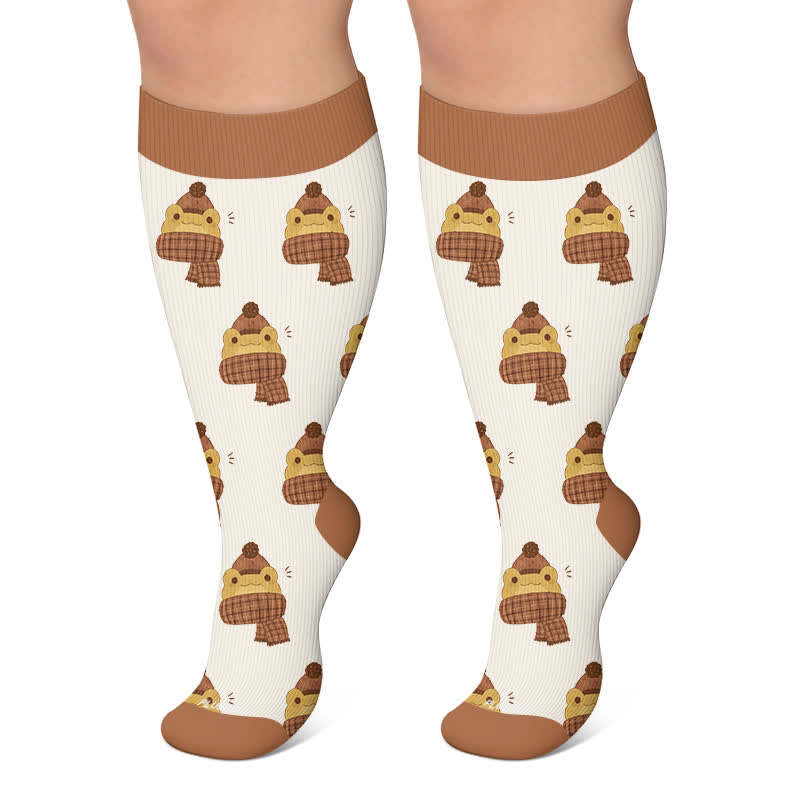 Plusock Plus Size Cozy Woodland Critter Compression Socks - Coffee - 4XL - image 4