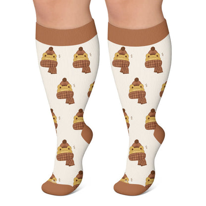 Plusock Plus Size Cozy Woodland Critter Compression Socks - Coffee - 4XL - image 4