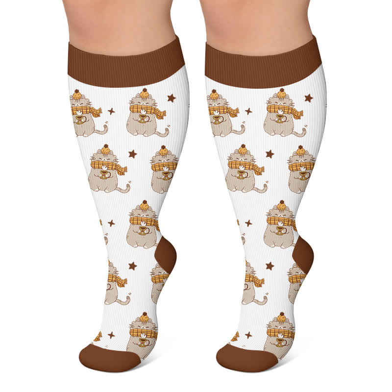 Plusock Plus Size Cozy Woodland Critter Compression Socks - Brown - 4XL - image 6