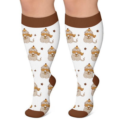Plusock Plus Size Cozy Woodland Critter Compression Socks - Brown - 4XL - image 6