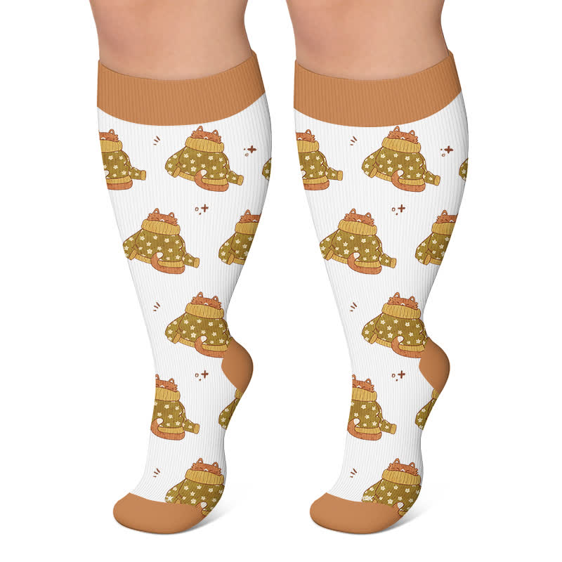 Plusock Plus Size Cozy Woodland Critter Compression Socks - Khaki - 4XL - image 5
