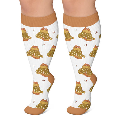 Plusock Plus Size Cozy Woodland Critter Compression Socks - Khaki - 4XL - image 5