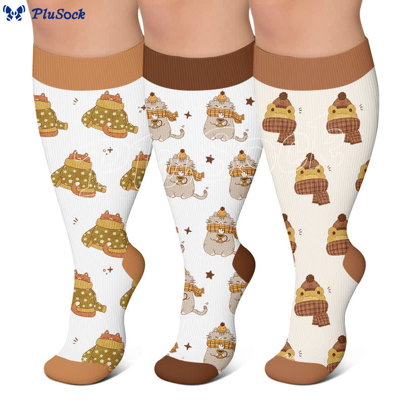 Plusock Plus Size Cozy Woodland Critter Compression Socks - image 0