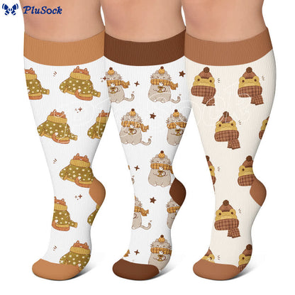Plusock Plus Size Cozy Woodland Critter Compression Socks - image 0