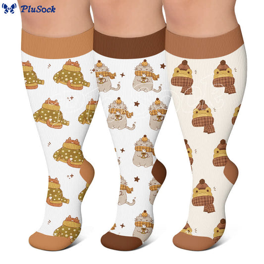 Plusock Plus Size Cozy Woodland Critter Compression Socks - image 0