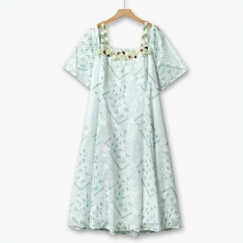 Plusock Sage Eyelet Boho Maxi Dress - Green - 6XL - image 0