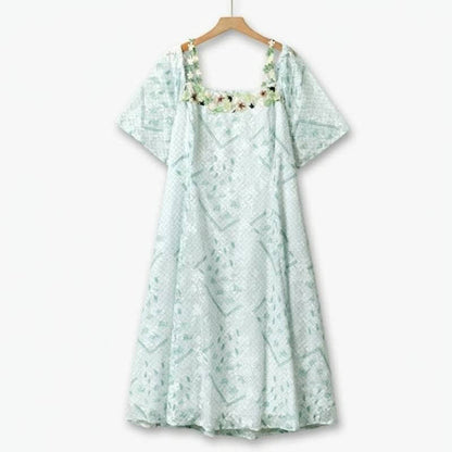 Plusock Sage Eyelet Boho Maxi Dress - Green - 6XL - image 0