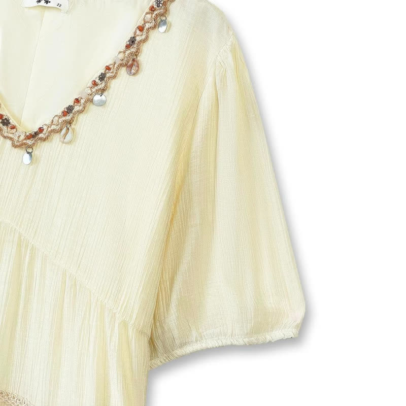 Plusock Boho Tiered Lace Trim Maxi Dress - image 2