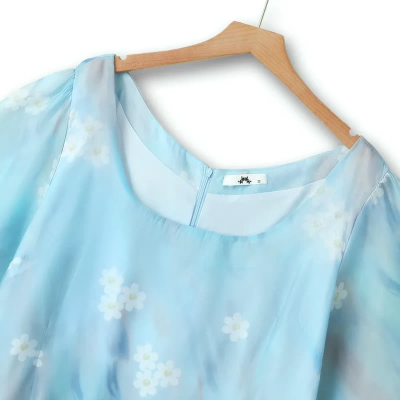 Plusock Floral Mesh Flutter Sleeve Midi Dress - image 1