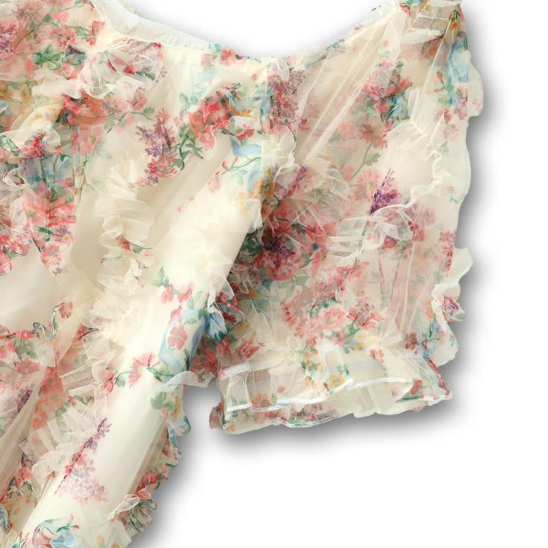 Plusock Romantic Floral Ruffle Sleeve Midi Dress - image 2