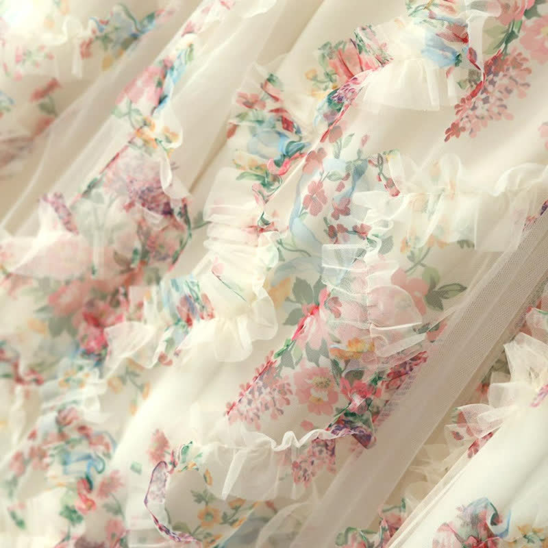 Plusock Romantic Floral Ruffle Sleeve Midi Dress - image 4
