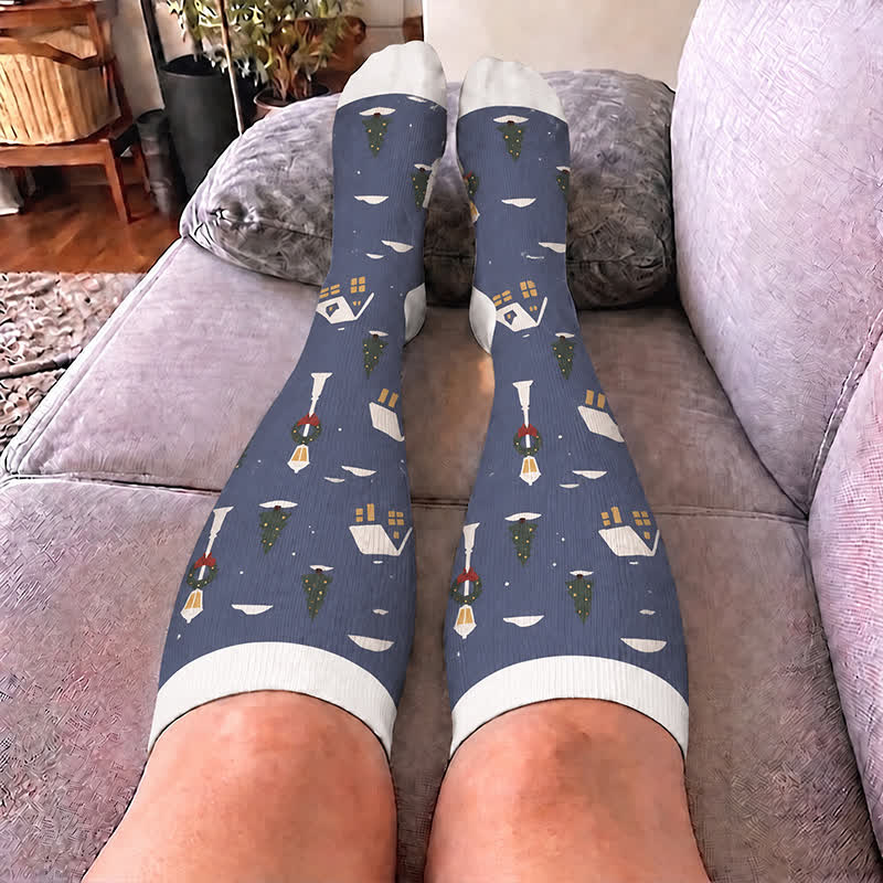 Plusock Plus Size Christmas Village Compression Socks - image 2