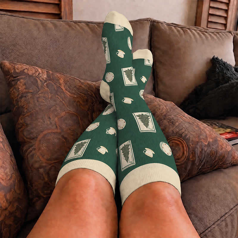 Plusock Plus Size Christmas Village Compression Socks - image 1