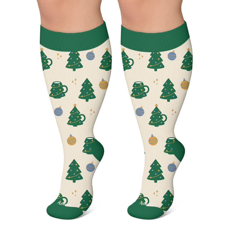 Plusock Plus Size Christmas Village Compression Socks - Apricot - 4XL - image 6