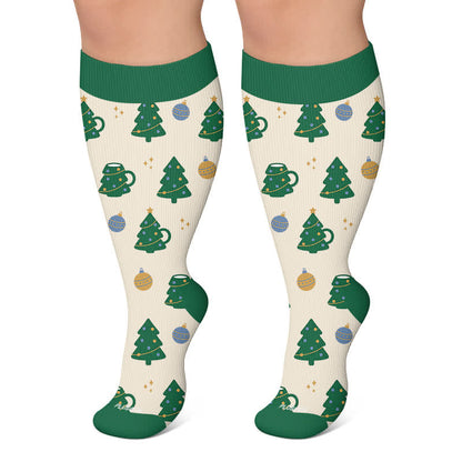 Plusock Plus Size Christmas Village Compression Socks - Apricot - 4XL - image 6