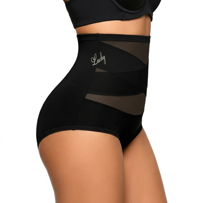 Plusock High Waist Sculpting Mesh Panty(2 Packs) - Black - 5XL - image 2