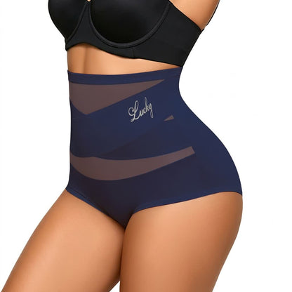 Plusock High Waist Sculpting Mesh Panty(2 Packs) - Dark Blue - 5XL - image 1