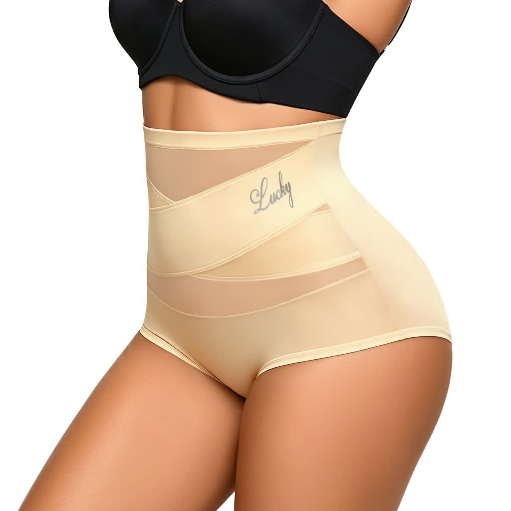 Plusock High Waist Sculpting Mesh Panty(2 Packs) - Nude - 5XL - image 0