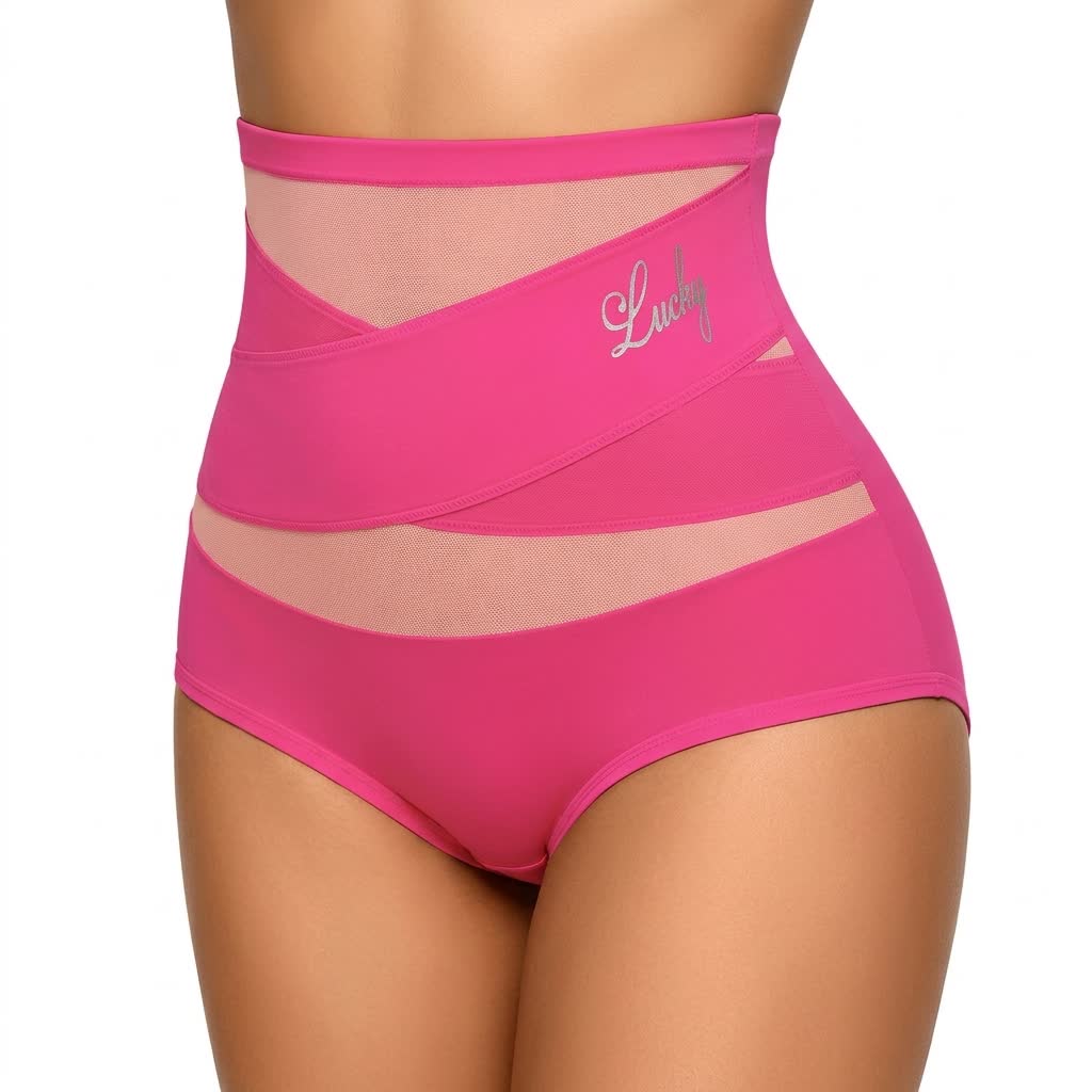 Plusock High Waist Sculpting Mesh Panty(2 Packs) - Rose - 5XL - image 4