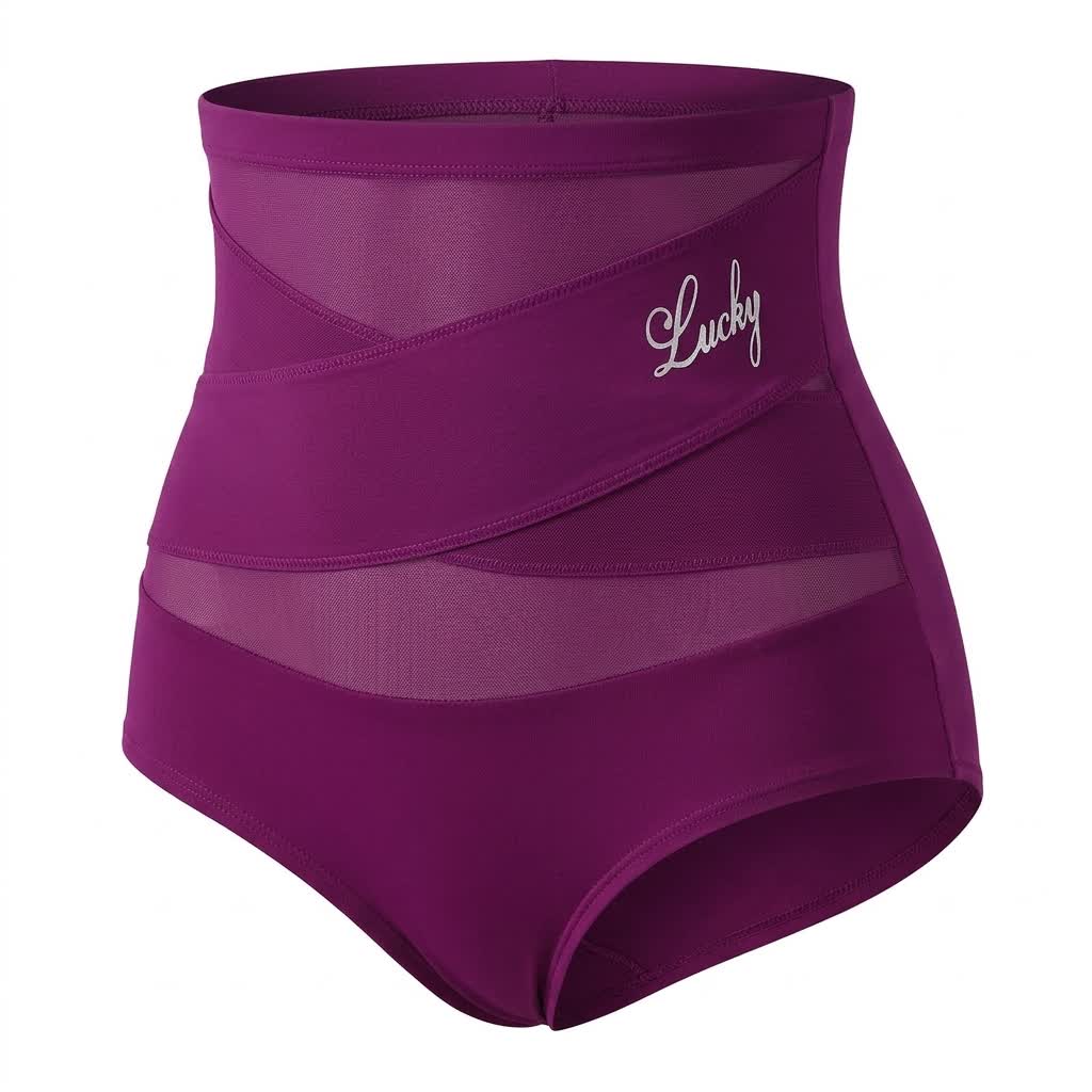 Plusock High Waist Sculpting Mesh Panty(2 Packs) - Dark Purple - 5XL - image 9