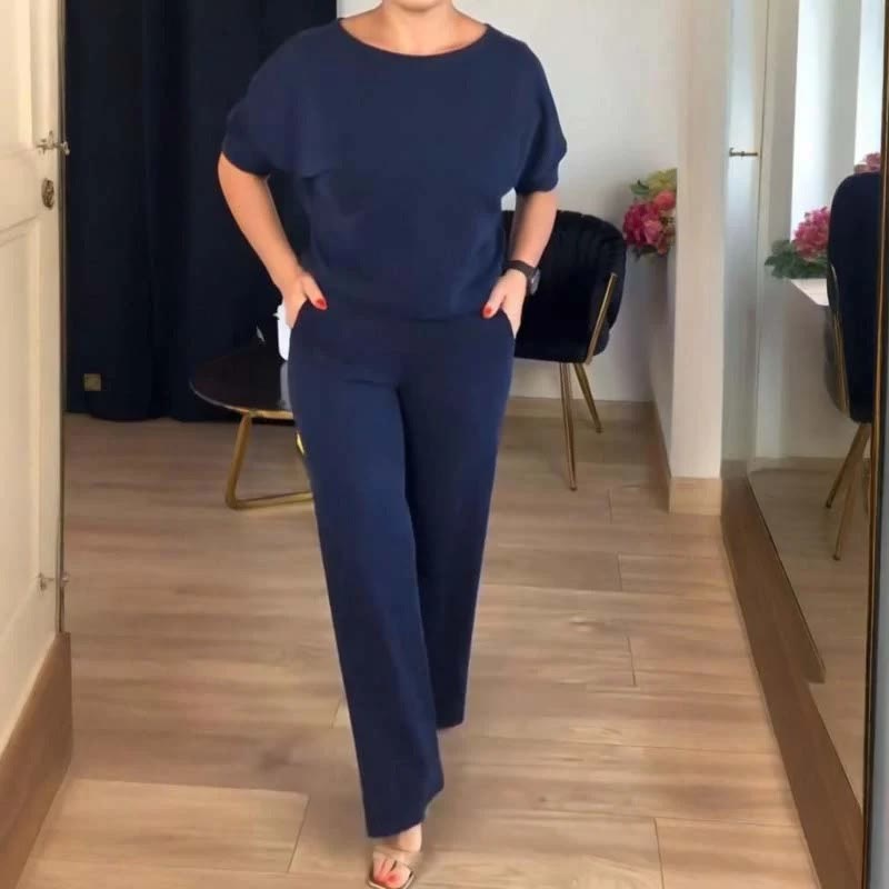 Plusock Tencel Blend Belted Wide Leg Three Piece Loungewear Set - image 6