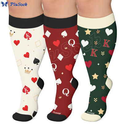 Plusock Plus Size Poker Card Christmas Compression Socks - image 0