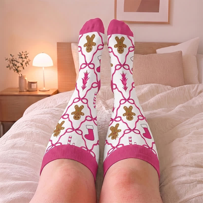 Plusock Plus Size Gingerbread Snowman Compression Socks - image 1
