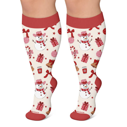 Plusock Plus Size Gingerbread Snowman Compression Socks - Wine - 4XL - image 4