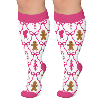 Plusock Plus Size Gingerbread Snowman Compression Socks - Rose - 4XL - image 6