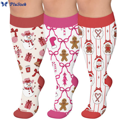 Plusock Plus Size Gingerbread Snowman Compression Socks - image 0