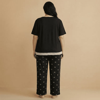 Plusock Lace Trim Bow Pajama Set - image 4