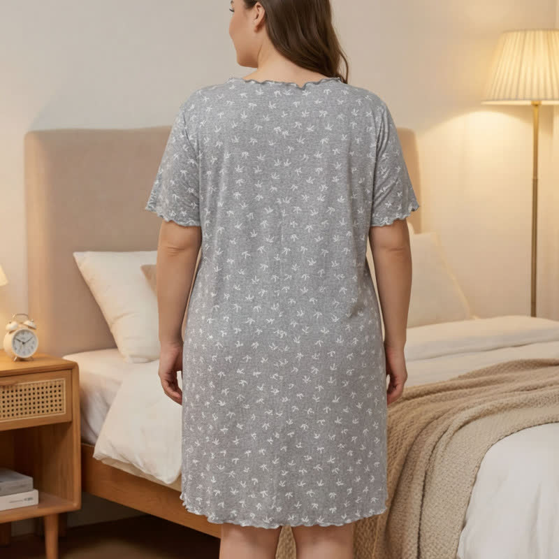 Plusock Small Floral Print Bow Trim Nightgown - image 3