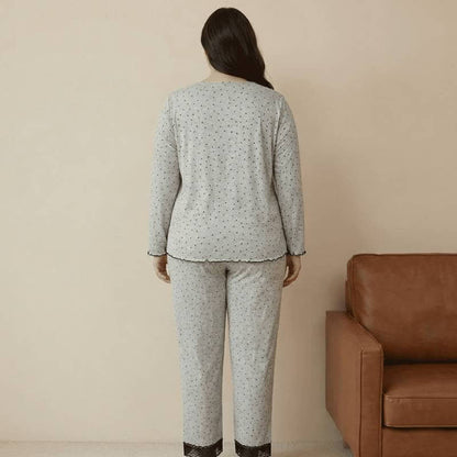 Plusock Elegant Floral Print Lace Pajama Set - image 2