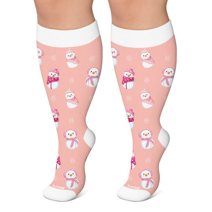 Plusock Plus Size Christmas Snowman Compression Socks - Light Pink - 4XL - image 6