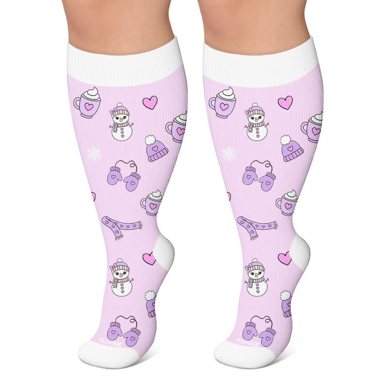 Plusock Plus Size Christmas Snowman Compression Socks - Purple - 4XL - image 4