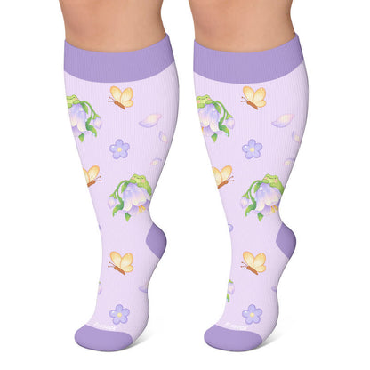 Plusock Plus Size Floral Frog Compression Socks - Purple - 4XL - image 4