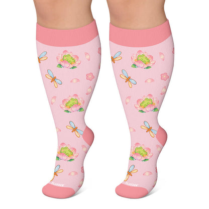 Plusock Plus Size Floral Frog Compression Socks - Pink - 4XL - image 6