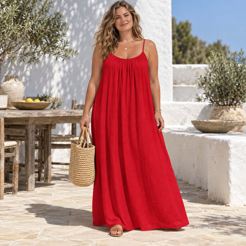 Plusock Open Back Resort Maxi Dress - Red - 5XL - image 4