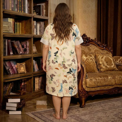 Plusock Silky Butterfly Lace Trim Nightgown - image 3