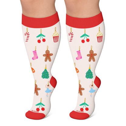Plusock Plus Size Christmas Character Compression Socks - Pink - 4XL - image 6