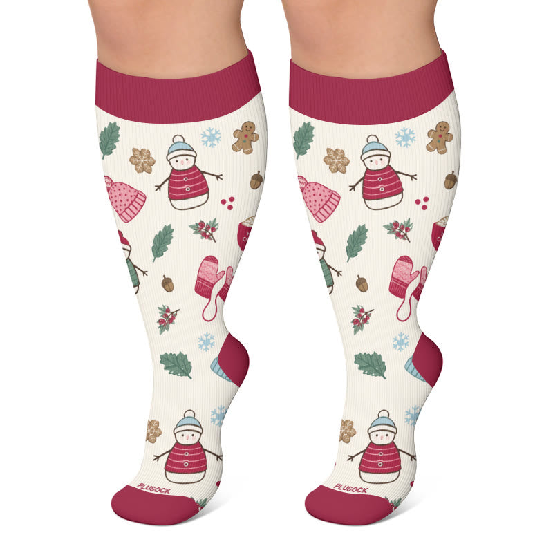 Plusock Plus Size Christmas Character Compression Socks - Beige - 4XL - image 5