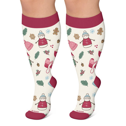 Plusock Plus Size Christmas Character Compression Socks - Beige - 4XL - image 5