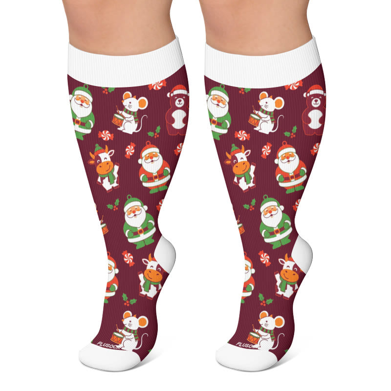 Plusock Plus Size Christmas Character Compression Socks - Wine - 4XL - image 4