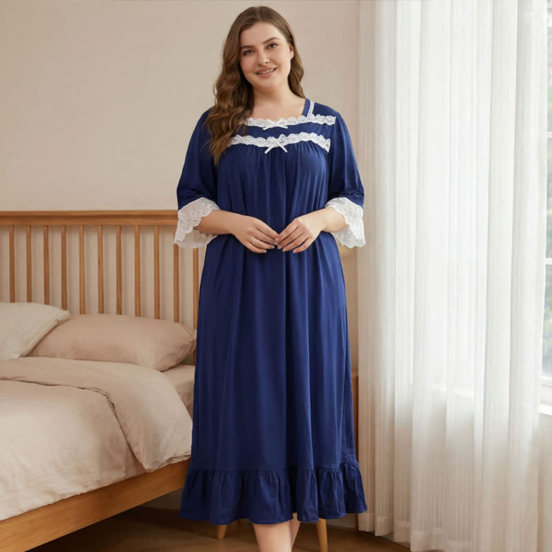 Plusock Lace Trim Bow Nightgown - image 2